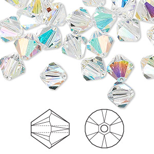 Bead, Crystal Passions&reg;, crystal AB, 8mm bicone (5328). Sold per pkg of 72.