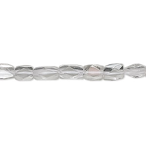 Bead, quartz crystal (natural), 7x5mm hand-cut faceted rectangle, B grade, Mohs hardness 7. Sold per 15-1/2&quot; to 16&quot; strand.