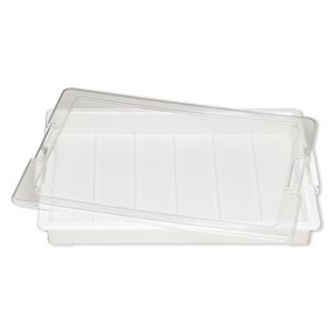 Organizer, Bead Storage Solutions&#153; Bead Storage Tray&#153;, plastic, clear and off-white, 13-3/4 x 10-1/2 x 2 inches. Sold per 2-piece set.