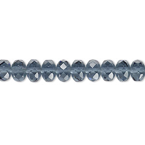 Bead, Czech fire-polished glass, Montana blue, 7x5mm faceted rondelle. Sold per 15-1/2&quot; to 16&quot; strand.