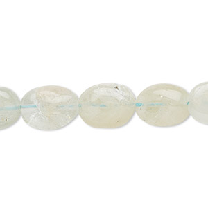 Bead, aquamarine (heated), 10x8mm-14x10mm hand-cut puffed oval, D grade, Mohs hardness 7-1/2 to 8. Sold per 14-inch strand.