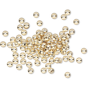 Bead, gold-plated brass, 3x2mm smooth rondelle. Sold per pkg of 100.