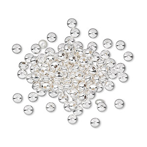 Bead, silver-plated brass, 3x2mm smooth rondelle. Sold per pkg of 100.