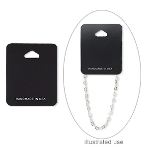 Necklace / bracelet card, plastic, black, 2-1/2 x 2 inches assembled with &quot;HANDMADE IN USA.&quot; Sold per pkg of 10.