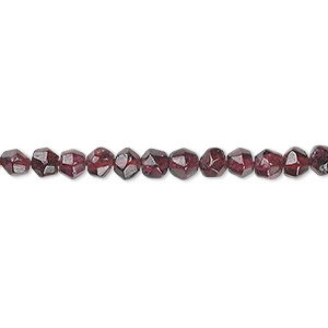 Bead, garnet (dyed), 4mm hand-cut irregular bicone, C grade, Mohs hardness 7 to 7-1/2. Sold per 15-1/2&quot; to 16&quot; strand.