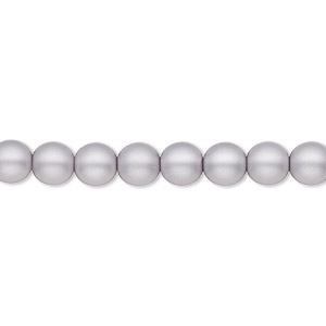 Bead, Czech pearl-coated glass druk, opaque matte light grey, 6mm round. Sold per 15-1/2&quot; to 16&quot; strand.
