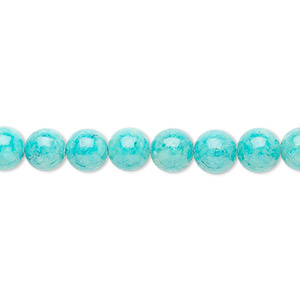 Bead, riverstone (dyed), turquoise blue, 6mm round, B grade, Mohs hardness 3-1/2. Sold per 15-1/2&quot; to 16&quot; strand.