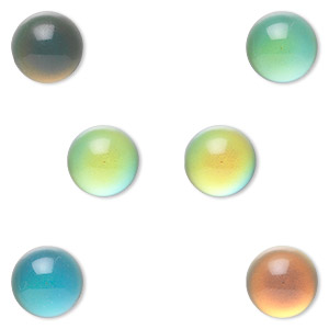 Cabochon, acrylic, multicolored, 10mm color-changing non-calibrated round. Sold per pkg of 6.