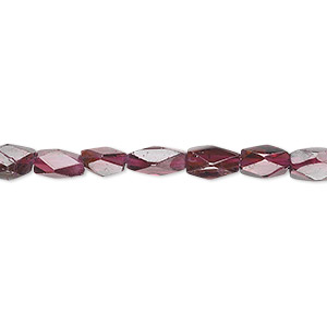 Bead, garnet (dyed), 7x4mm hand-cut faceted brick, B grade, Mohs hardness 7 to 7-1/2. Sold per 15-1/2&quot; to 16&quot; strand.
