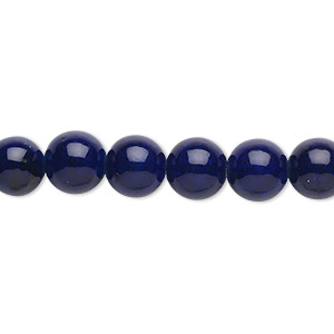 Bead, riverstone (dyed), dark blue, 8mm round, B grade, Mohs hardness 3-1/2. Sold per 15-1/2&quot; to 16&quot; strand.