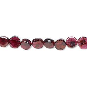 Bead, garnet (dyed), 6mm hand-cut flat round, C grade, Mohs hardness 7 to 7-1/2. Sold per 15-1/2&quot; to 16&quot; strand.