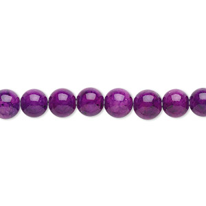 Bead, riverstone (dyed), violet, 6mm round with 0.5-1.5mm hole, B grade, Mohs hardness 3-1/2. Sold per 15-1/2&quot; to 16&quot; strand.