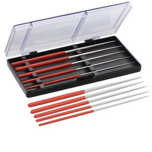 Beading awl, steel and plastic, red, 2-4mm with 5-3/4 x 3 x 3/4 inch case. Sold per 5-piece set.