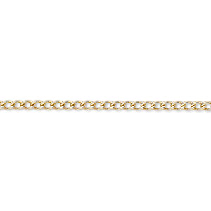 Chain, gold-finished steel, 2mm curb. Sold per pkg of 5 feet.