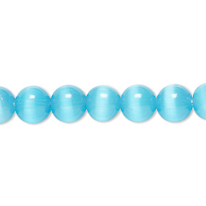 1 Strand Royal Blue Cat's Eye Fiber Optic Glass 10mm Round Grade A Beads ` 