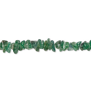 Bead, green aventurine (natural), dark, small chip, Mohs hardness 7. Sold per 36-inch strand.