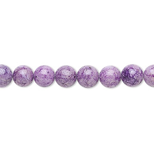 Bead, riverstone (dyed), light purple, 6mm round, B grade, Mohs hardness 3-1/2. Sold per 15-1/2&quot; to 16&quot; strand.