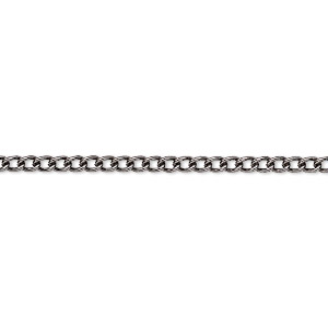Chain, gunmetal-plated steel, 2mm curb. Sold per pkg of 5 feet.