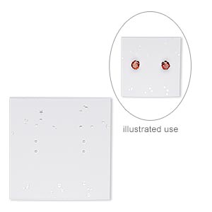 Earring card, PVC plastic, opaque white, 2x2 inch square. Sold per pkg of  100. - Fire Mountain Gems and Beads
