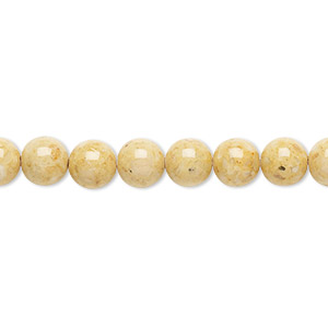 Bead, riverstone (dyed), light brown, 6mm round, B grade, Mohs hardness 3-1/2. Sold per 15-1/2&quot; to 16&quot; strand.