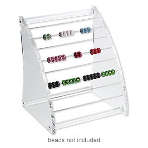 Display, bead rack, acrylic and stainless steel, clear, 9-1/2 x 8