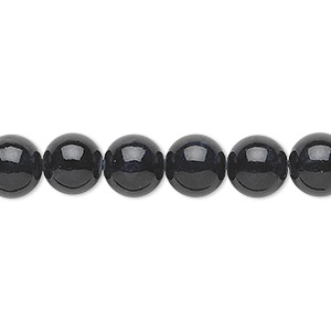 Bead, riverstone (dyed), black, 8mm round, B grade, Mohs hardness 3-1/2. Sold per 15-1/2&quot; to 16&quot; strand.