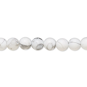 Bead, howlite (natural), matte, 6mm round, B grade, Mohs hardness 3 to 3-1/2. Sold per 8-inch strand, approximately 30 beads.