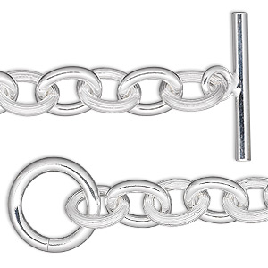 Chain, sterling silver, 8mm oval, 6-1/2 inches with toggle clasp. Sold individually.