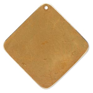 Focal, brass, bright gold patina, Pantone&reg; color 18-0935, 40x40mm double-sided diamond. Sold per pkg of 6.