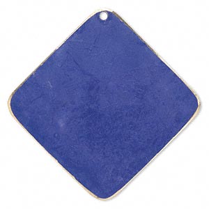 Focal, brass, jewel tone blue patina, Pantone&reg; color 18-3932, 40x40mm double-sided diamond. Sold per pkg of 6.