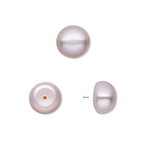 Pearl, White Lotus&#153;, cultured freshwater, mauve, 10mm half-drilled button, B grade, Mohs hardness 2-1/2 to 4. Sold per pair.