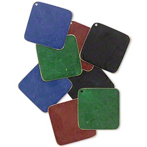 Focal, brass, assorted jewel tone patina, assorted Pantone&reg; colors, 40x40mm double-sided diamond. Sold per pkg of 8.