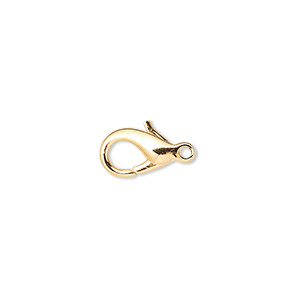 Clasp, lobster claw, gold-plated brass, 13x8mm. Sold per pkg of 10.