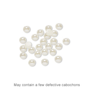 Cabochon, glass pearl, ivory luster, 3-4mm non-calibrated round. Sold per pkg of 25.