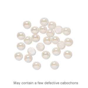 Cabochon, glass pearl, cream luster, 3-4mm non-calibrated round. Sold per pkg of 25.