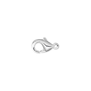 Clasp, lobster claw, silver-plated brass, 11x7mm. Sold per pkg of 10.