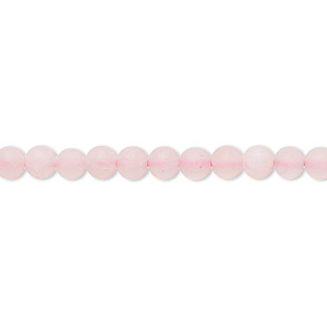 Bead, rose quartz (dyed), matte pink, 4mm round, B grade, Mohs hardness 7. Sold per 8-inch strand, approximately 45-50 beads.