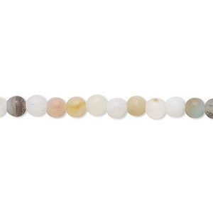 Bead, flower amazonite (natural), matte, 4mm round, B grade, Mohs hardness 6 to 6-1/2. Sold per 8-inch strand, approximately 45-50 beads.