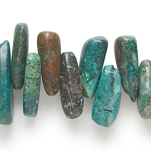 Bead, turquoise (dyed / stabilized), blue, extra-large top-drilled Hawaiian chip, Mohs hardness 5 to 6. Sold per 7-inch strand.
