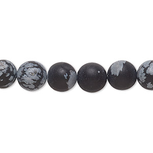 Bead, snowflake obsidian (natural), matte, 8mm round, B grade, Mohs hardness 5 to 5-1/2. Sold per 8-inch strand, approximately 20-25 beads.