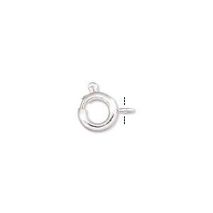 Clasp, springring, silver-plated brass, 7mm. Sold per pkg of 10.