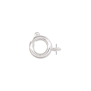 Clasp, springring, silver-plated brass, 9mm. Sold per pkg of 10.
