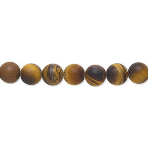 Bead, tigereye (natura), matte, 6mm round, B grade, Mohs hardness 7. Sold  per 8-inch strand, approximately 30 beads. - Fire Mountain Gems and Beads