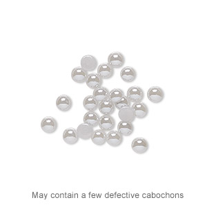 Cabochon, glass pearl, silver luster, 3-4mm non-calibrated round. Sold per pkg of 25.