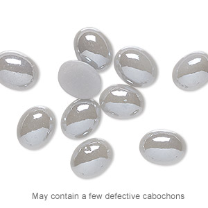 Cabochons Glass Silver Colored