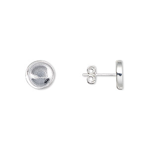 Earstud Round Cabochon Setting 8mm 2 Sterling Silver Filled