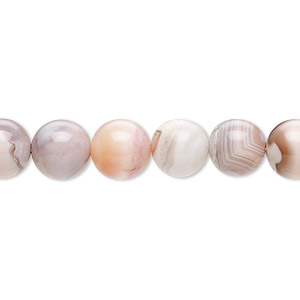 Bead, pink Botswana agate (natural), 8mm round, B grade, Mohs hardness 6-1/2 to 7. Sold per 15-1/2&quot; to 16&quot; strand.