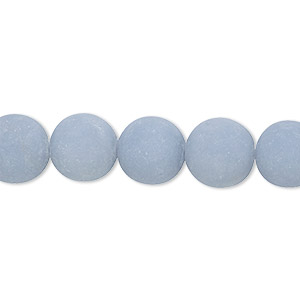 Bead, angelite (natural), matte, 10mm round, B grade, Mohs hardness 3 to 3-1/2. Sold per 8-inch strand, approximately 20 beads.