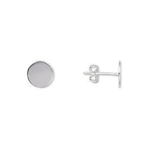 Earstud, sterling silver-filled, 8mm round flat pad. Sold per pkg of 2 ...
