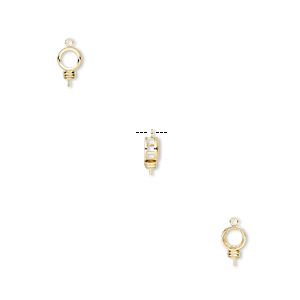 Drop, Bezelite, 14Kt gold-filled, 7mm round with open back and 2.5mm peg with 6mm 4-prong round setting. Sold individually.